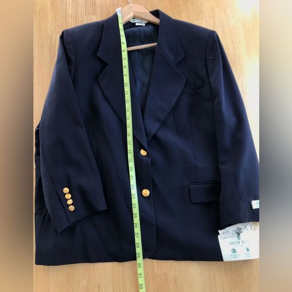 Austin Reed Classic Navy Wool Single Breasted Blazer Size 20W Petite Vintage NWT - Picture 4 of 13
